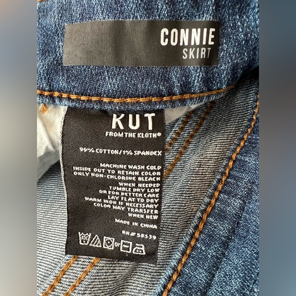 KUT from the Kloth Connie Skirt High Low Fray Hem Denim Jean Skirt Size 00 - Picture 14 of 16